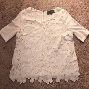 White Floral Lace Tee